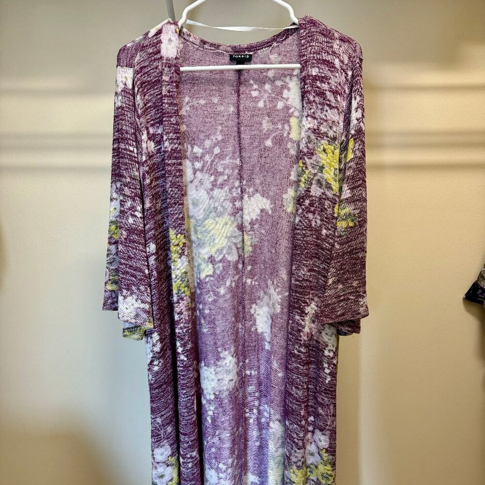 Torrid Purple Floral Cardigan Size 2